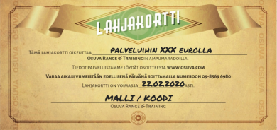 Osuva Range & Training Gift Certificate - euro