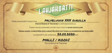 Osuva Range & Training lahjakortti - euromääräinen