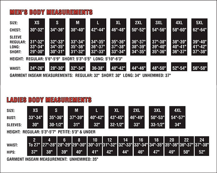 Army Combat Uniform Size Chart